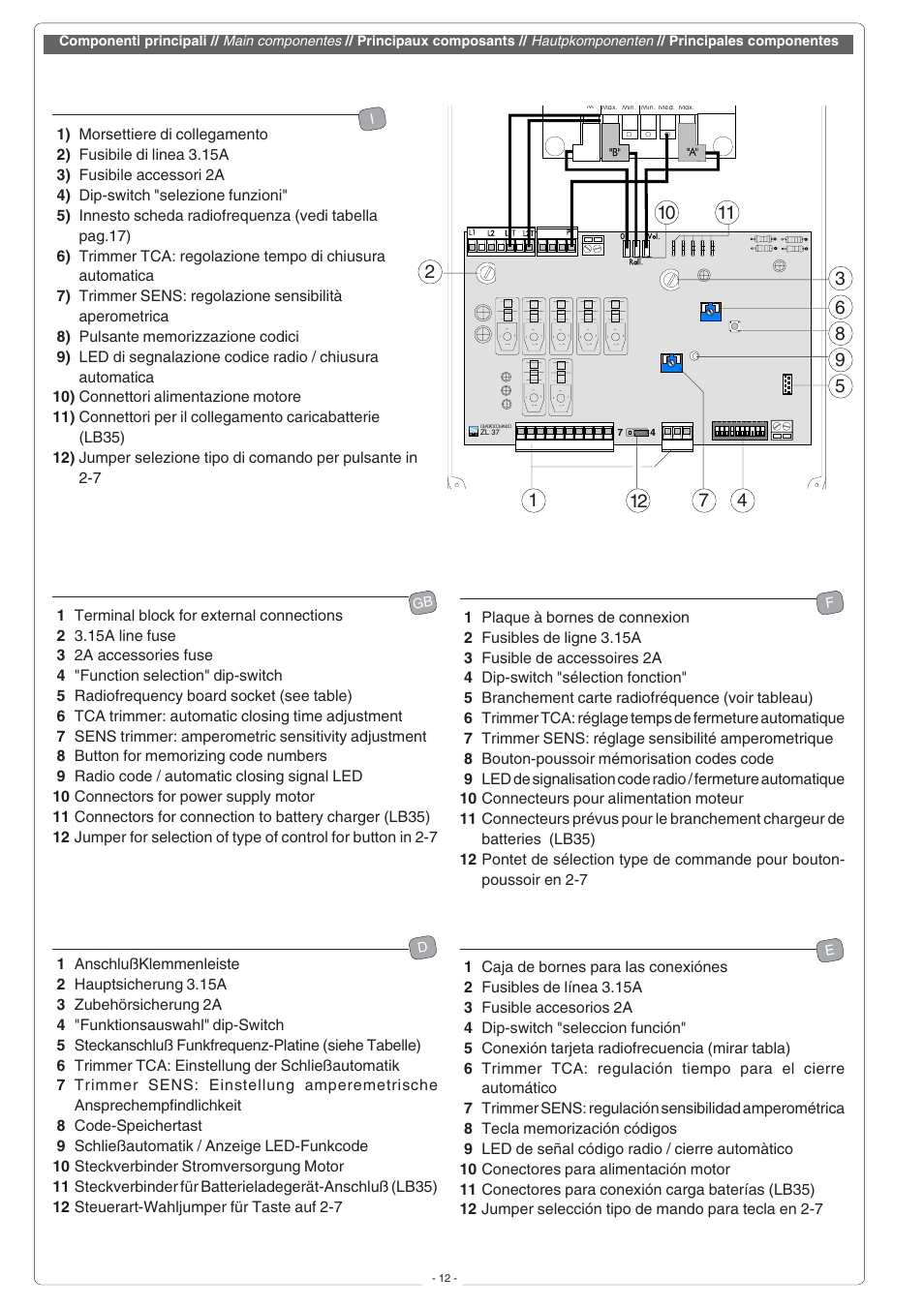 CAME G6000 User Manual | Page 12 / 24