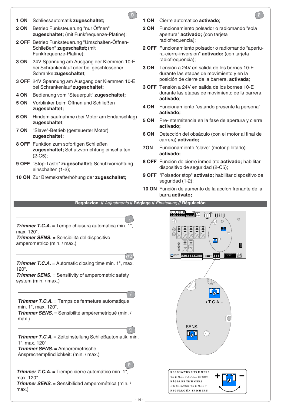 CAME G6000 User Manual | Page 14 / 24