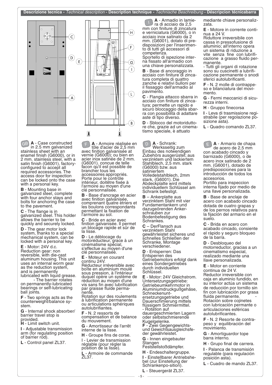 CAME G6000 User Manual | Page 5 / 24