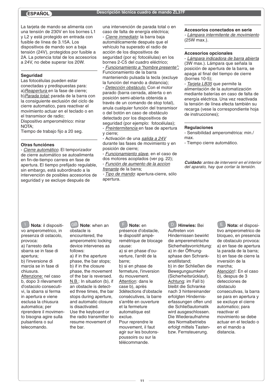 CAME G4000 User Manual | Page 11 / 24
