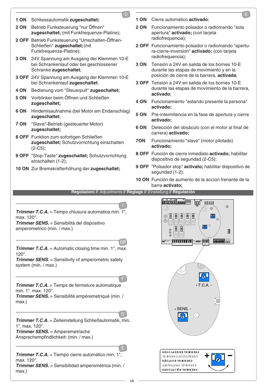 CAME G4000 User Manual | Page 14 / 24