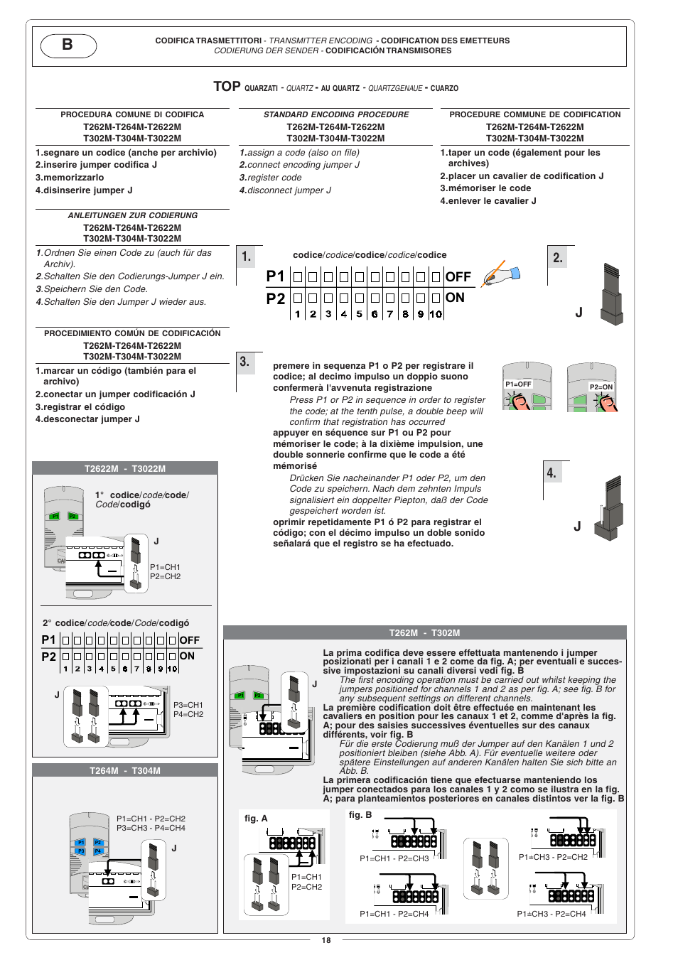 P1 p2, 4. j, On off | CAME G4000 User Manual | Page 18 / 24
