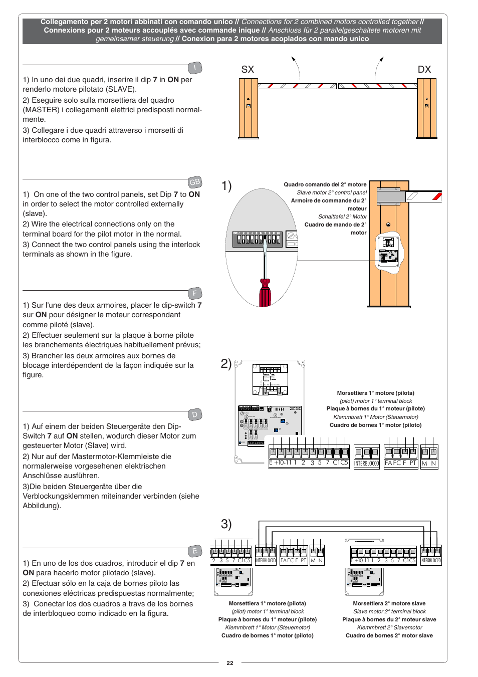 Sx dx | CAME G4000 User Manual | Page 22 / 24