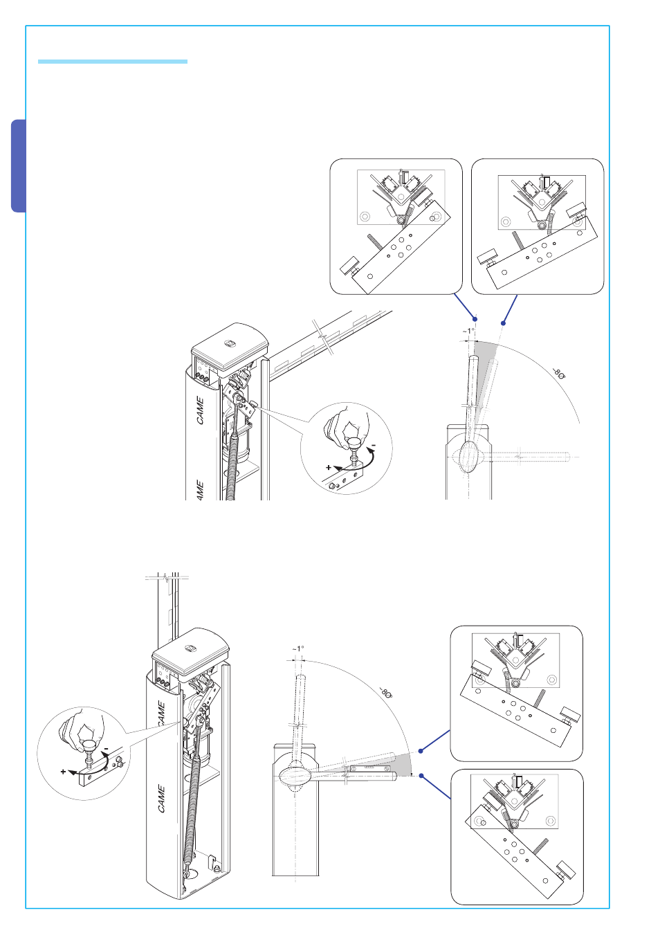 English, 8 end stop adjustment | CAME G424VDX Kit User Manual | Page 12 / 16