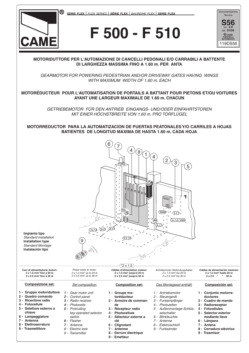 CAME Flex U8711 Kit User Manual | 8 pages