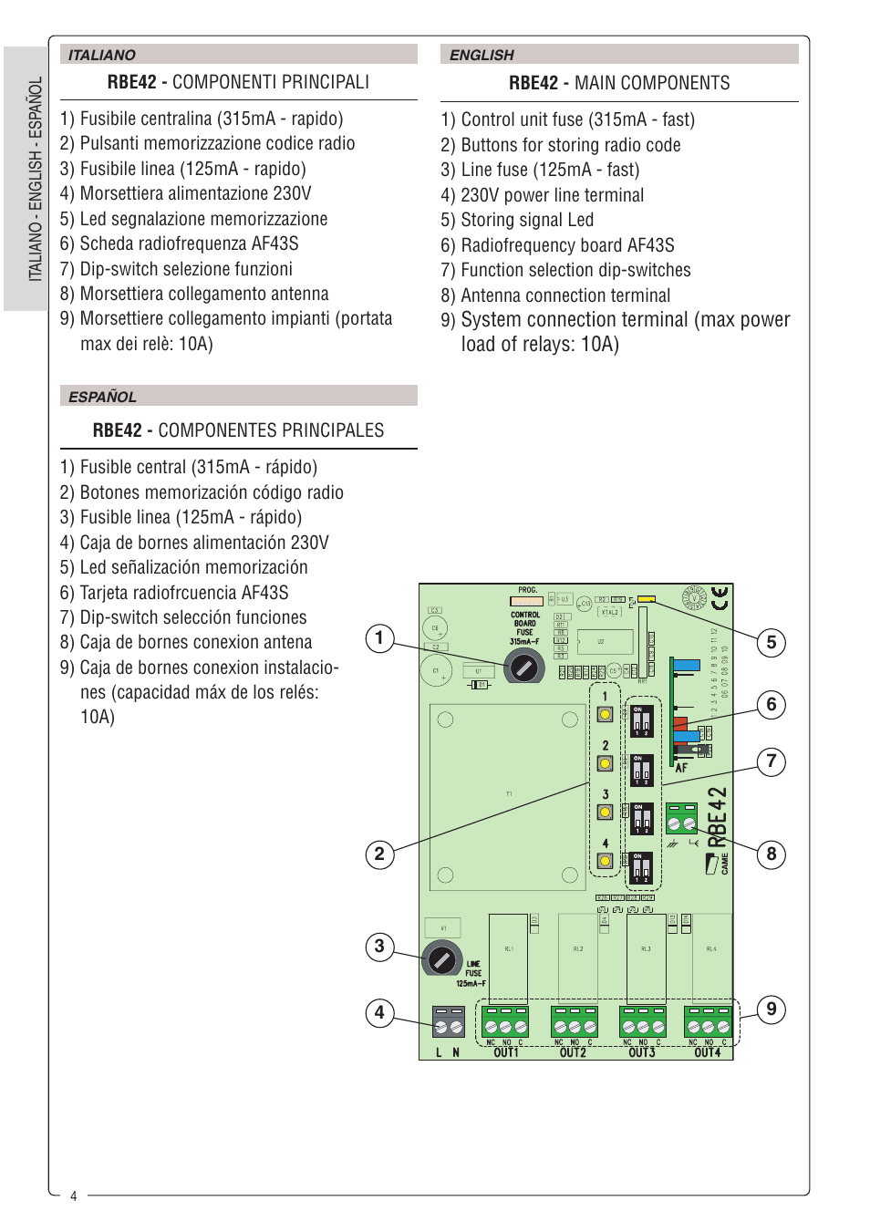 CAME Tra08 User Manual | Page 4 / 12