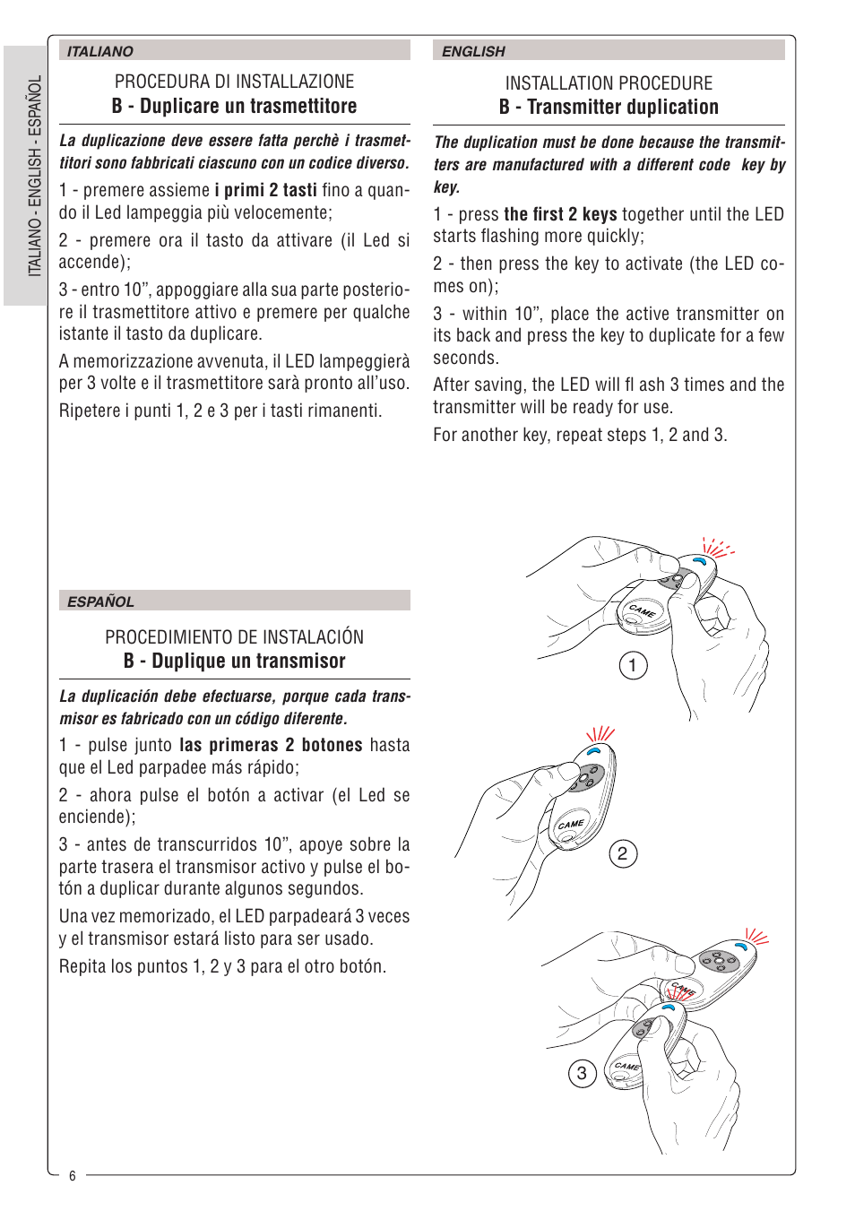 CAME Tra08 User Manual | Page 6 / 12