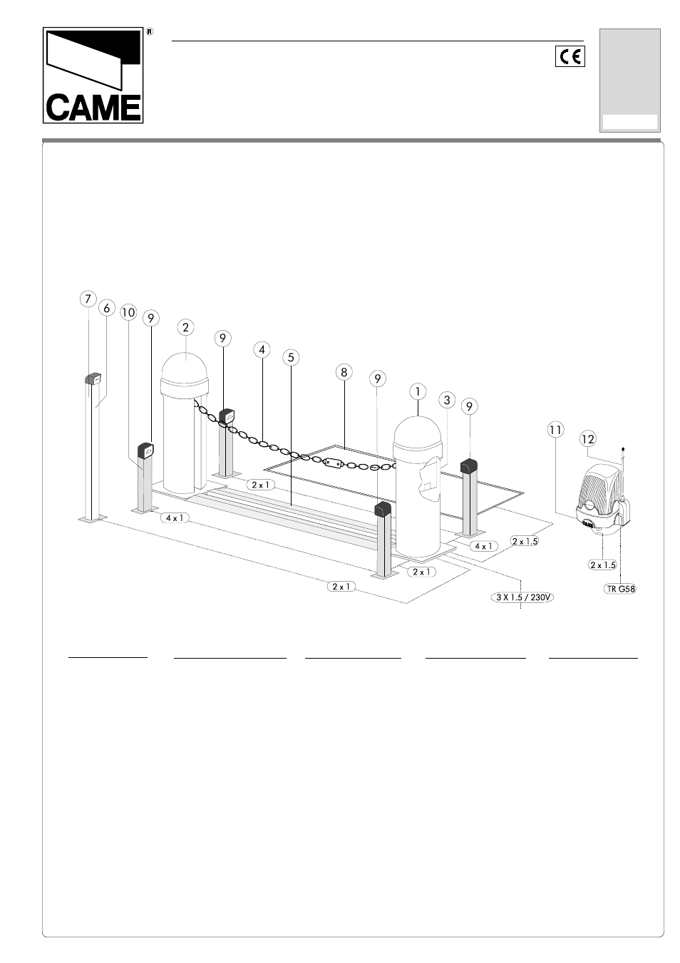 CAME Cat Chain Barrier User Manual | 16 pages