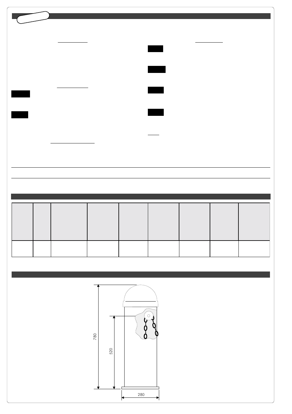 Español, Características generales, Descripción | Composción, Limites de empleo, Accesorios | CAME Cat Chain Barrier User Manual | Page 4 / 16