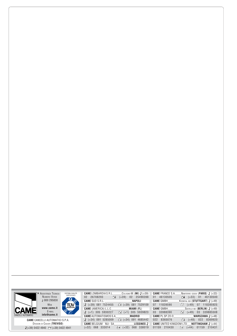 CAME Cat 24v D.C User Manual | Page 24 / 24