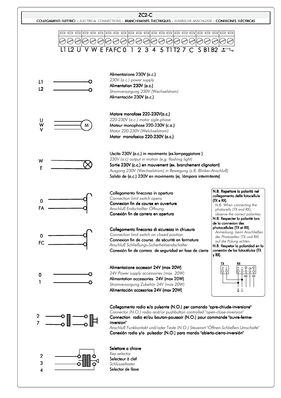 CAME ZC2-C Control Panel User Manual | Page 4 / 6