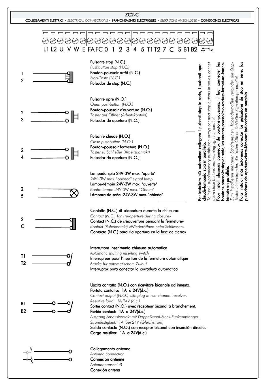 CAME ZC2-C Control Panel User Manual | Page 5 / 6