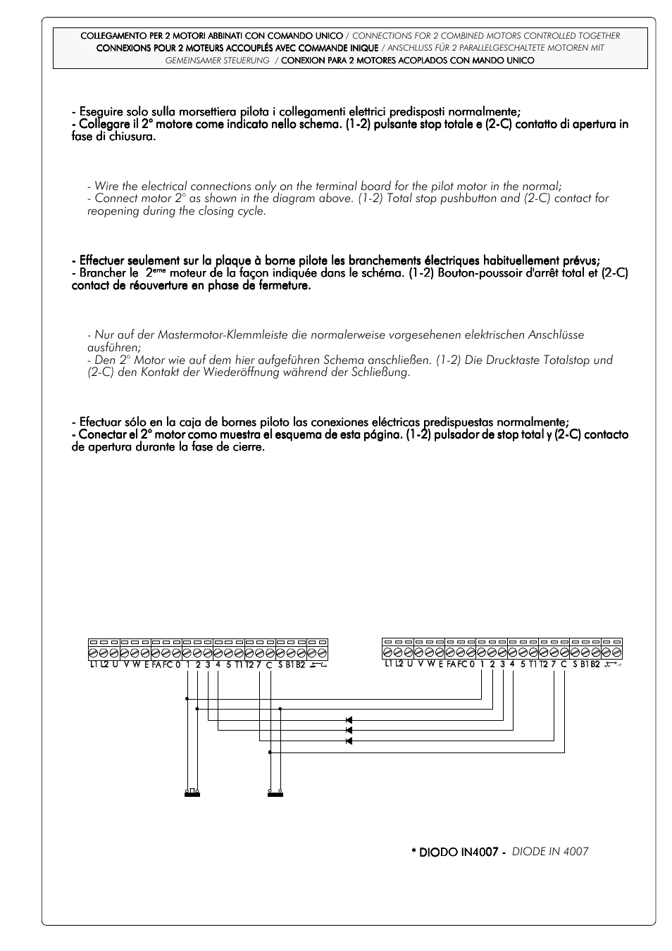 CAME ZC2-C Control Panel User Manual | Page 6 / 6