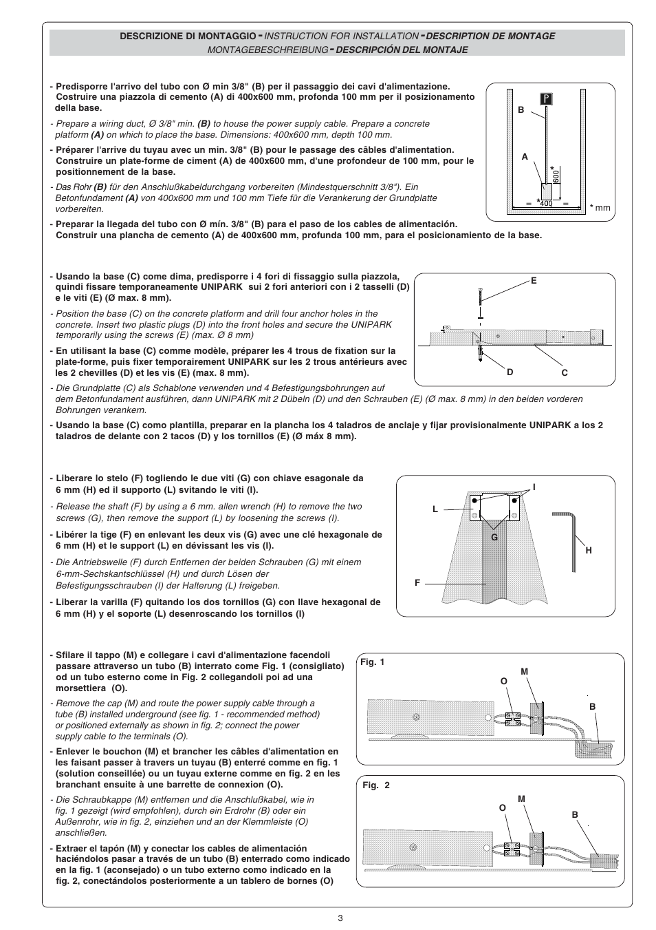 CAME Unipark User Manual | Page 3 / 4