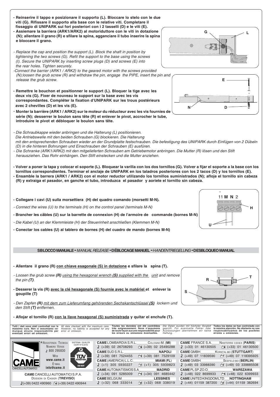 CAME Unipark User Manual | Page 4 / 4