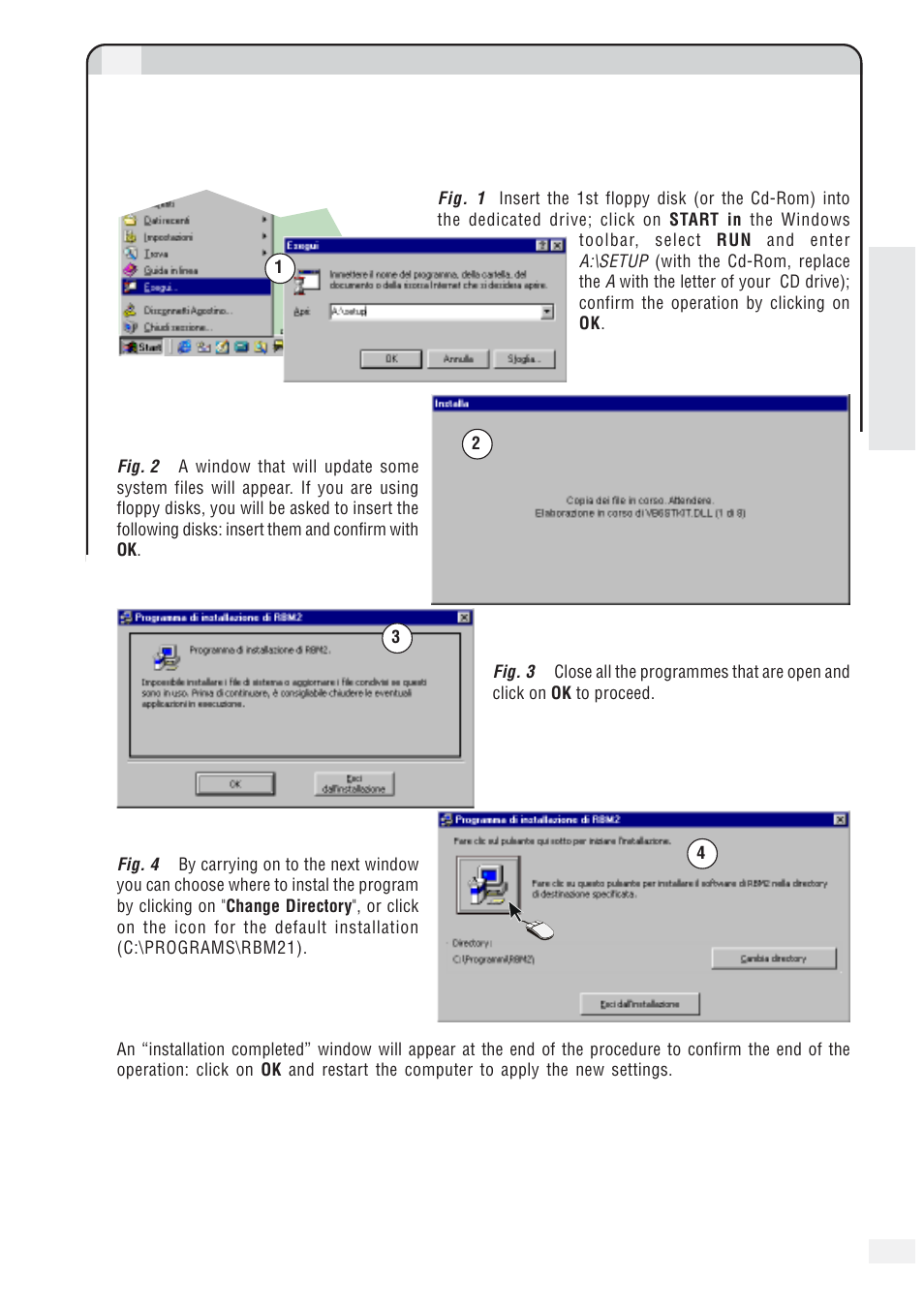 Software installation | CAME RBM21 User Manual | Page 11 / 12