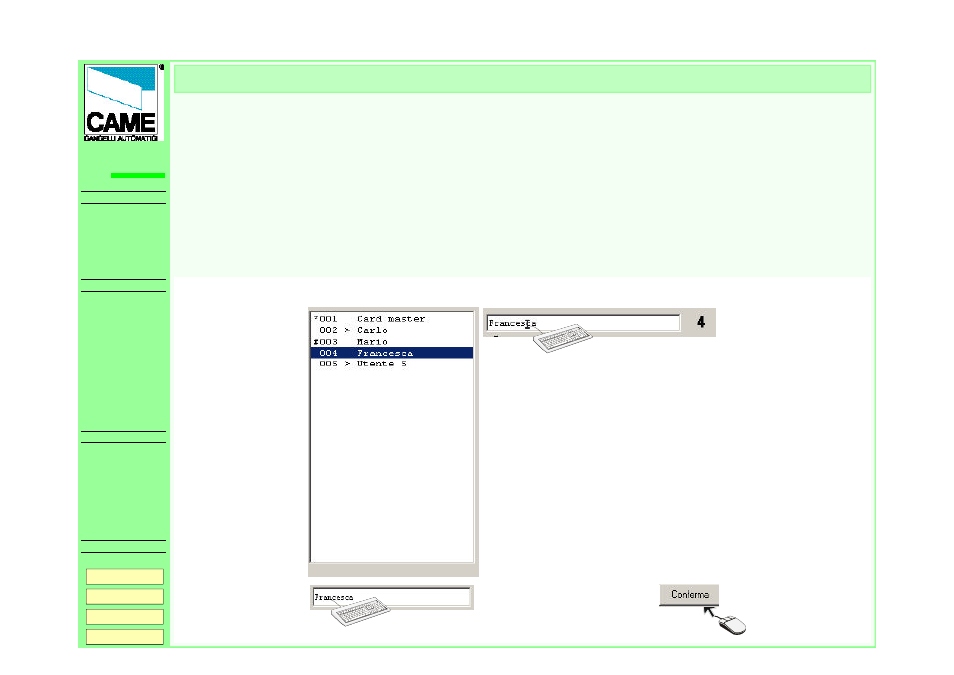Displaying users, Rbm21 | CAME RBM21 User Manual | Page 11 / 19