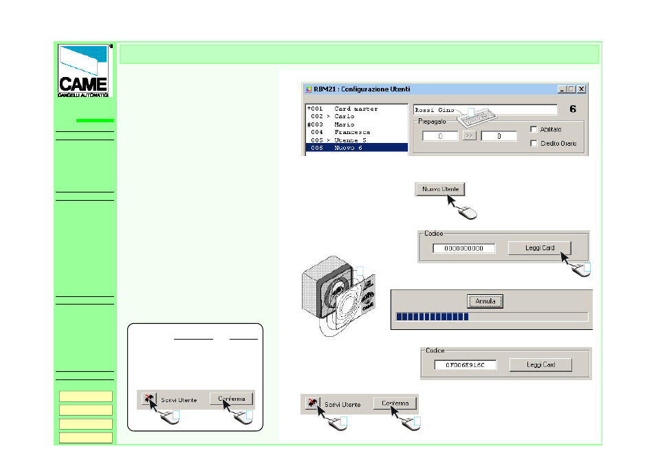 New user, Rbm21 | CAME RBM21 User Manual | Page 12 / 19
