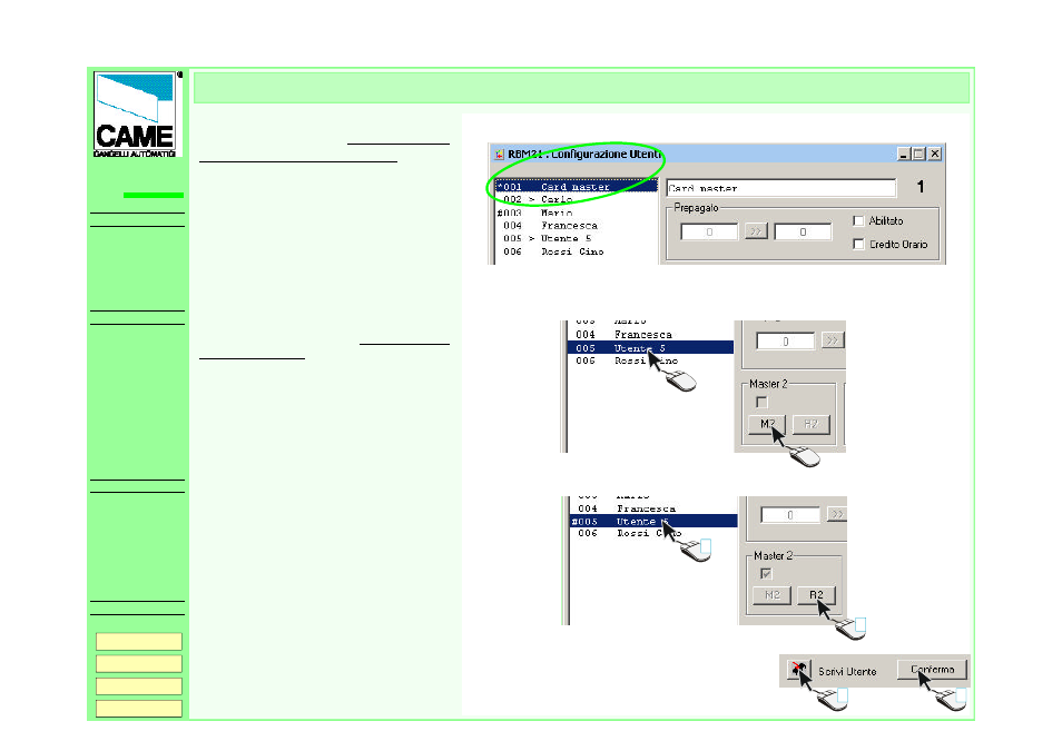 Master card, Rbm21 | CAME RBM21 User Manual | Page 13 / 19