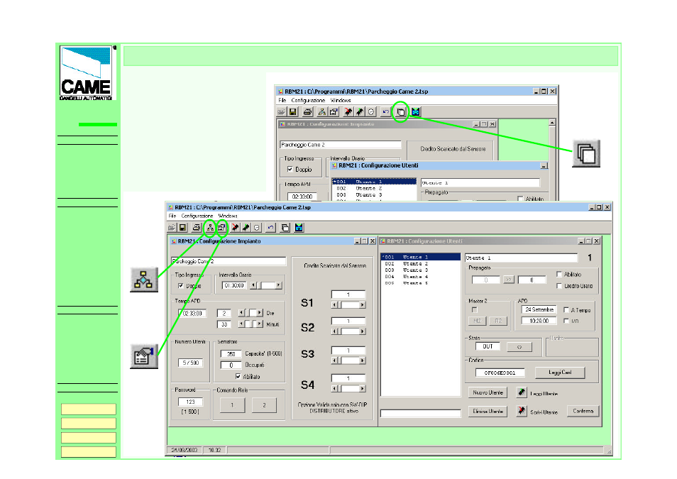 Configuration windows, Rbm21 | CAME RBM21 User Manual | Page 4 / 19