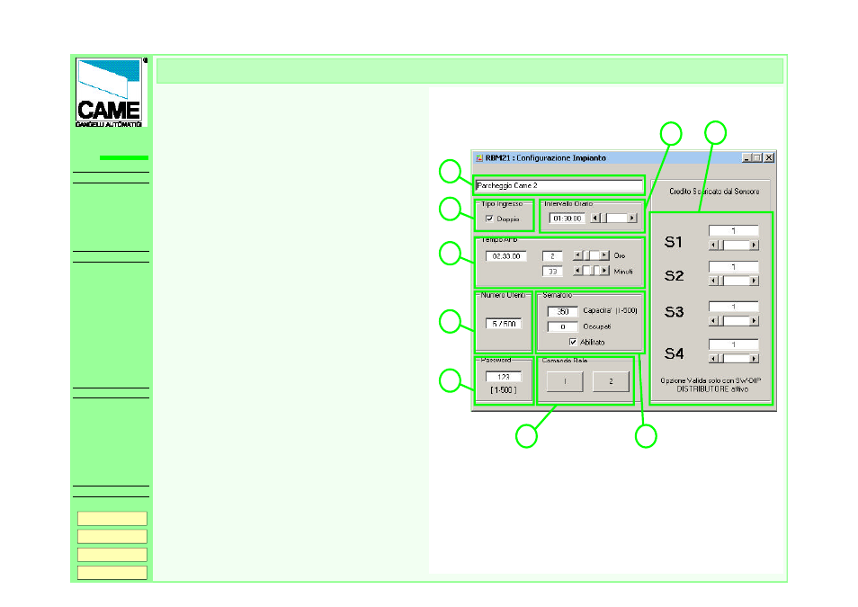 System configuration window - description, Rbm21 | CAME RBM21 User Manual | Page 5 / 19