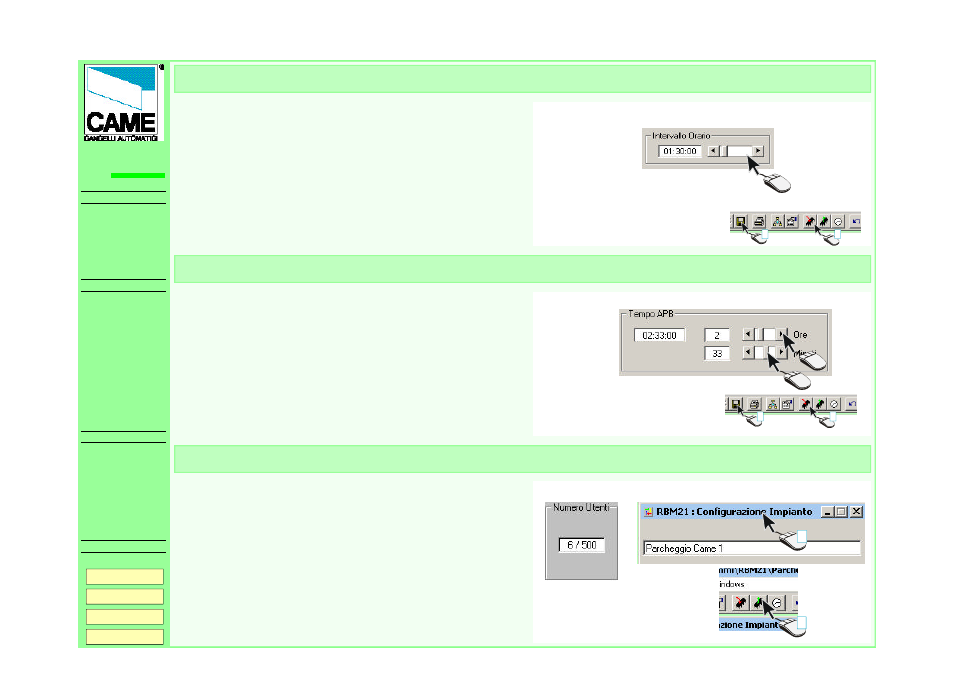 Time span apb time number of users, Rbm21 | CAME RBM21 User Manual | Page 8 / 19