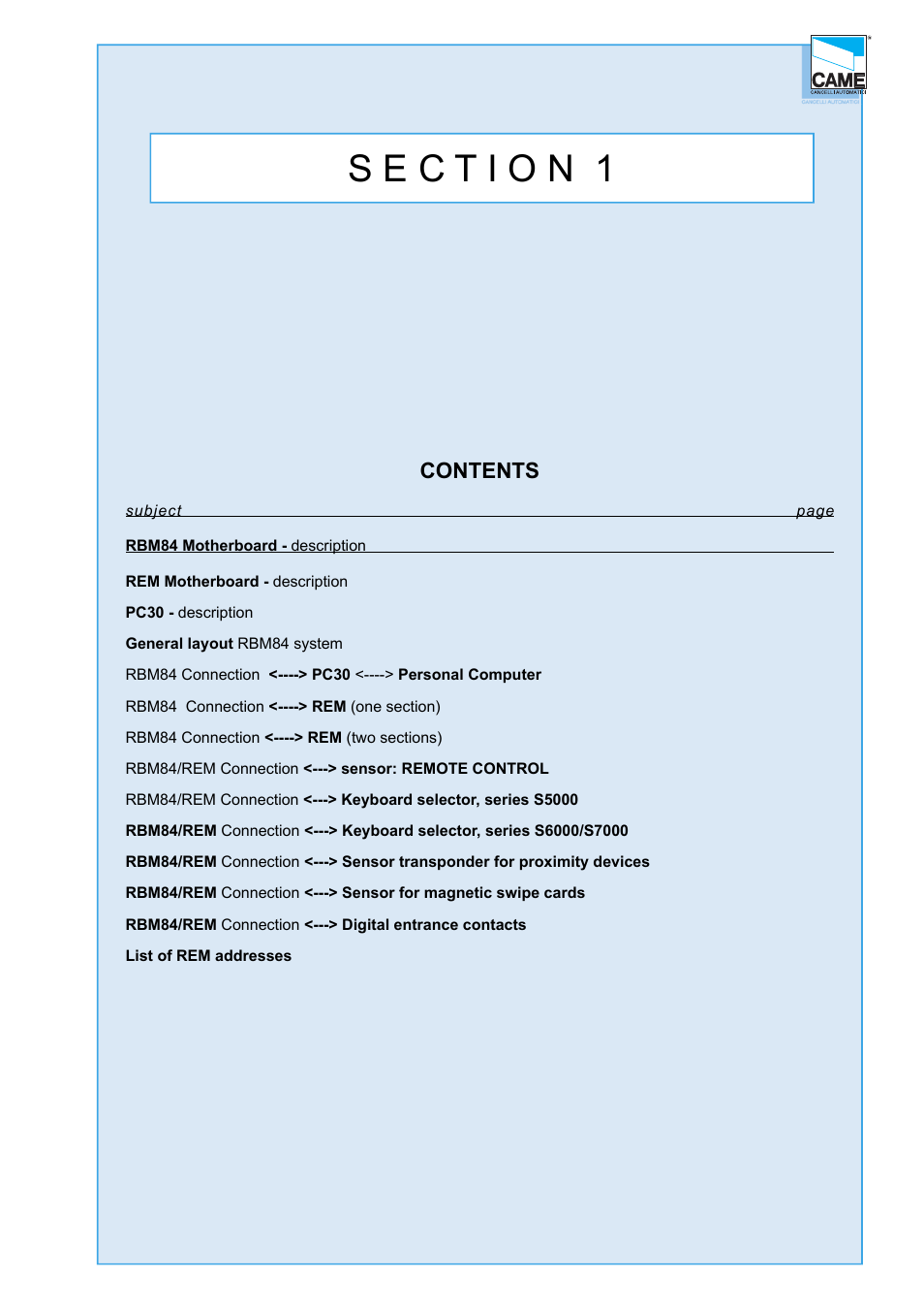 CAME Rbm84 User Manual | 81 pages