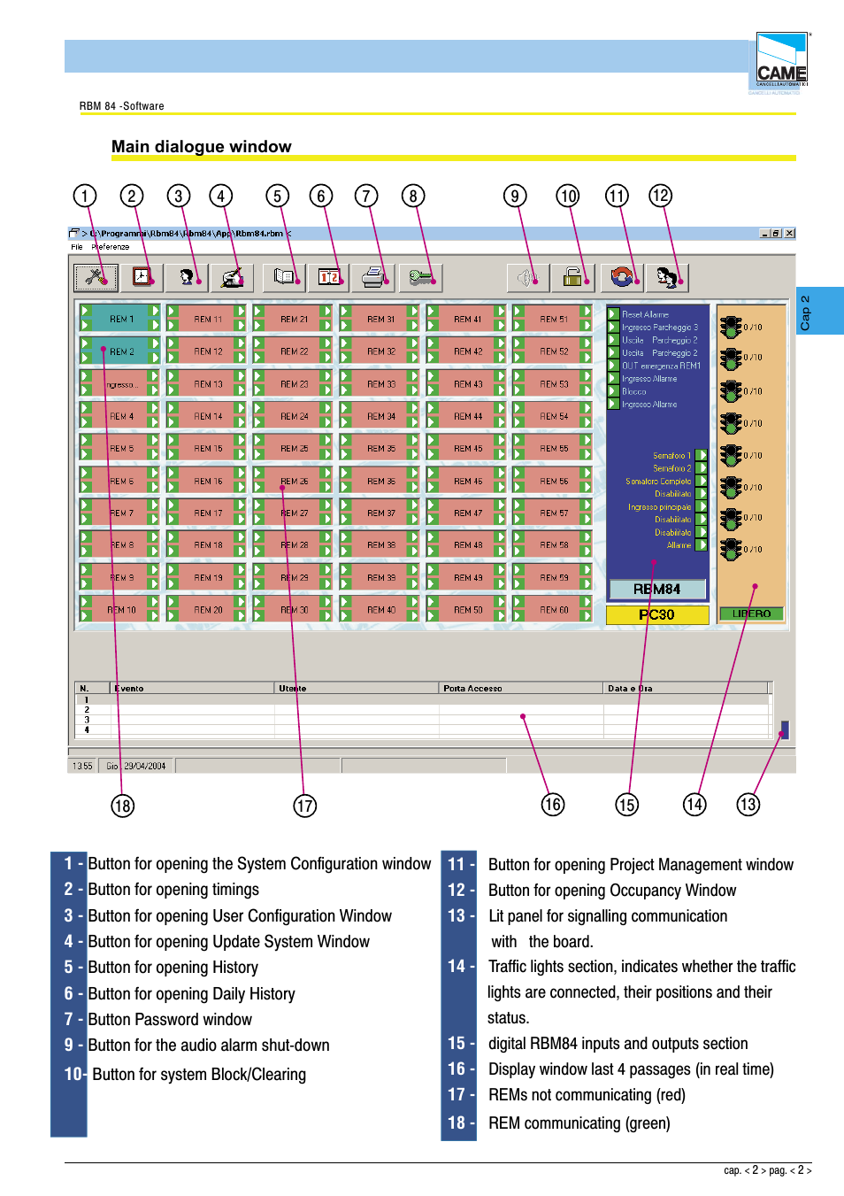 Software - system configuration | CAME Rbm84 User Manual | Page 17 / 81