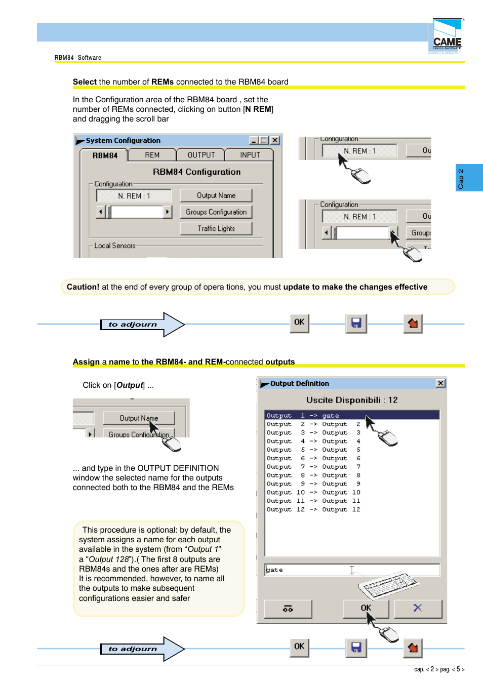 Software - system configuration | CAME Rbm84 User Manual | Page 20 / 81