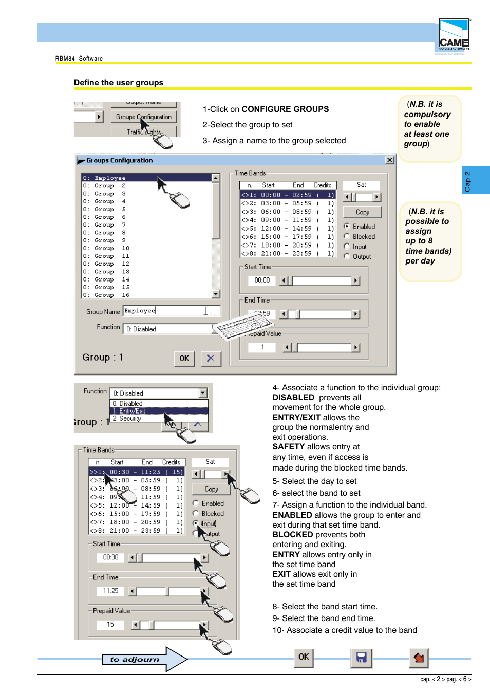 Software - system configuration | CAME Rbm84 User Manual | Page 21 / 81