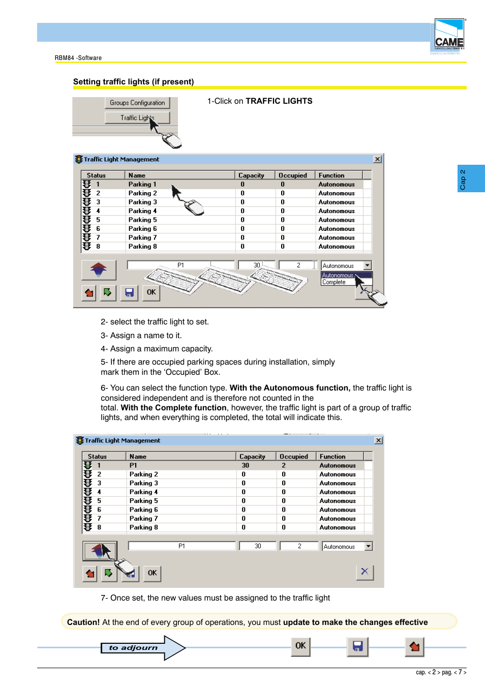 Software - system configuration | CAME Rbm84 User Manual | Page 22 / 81