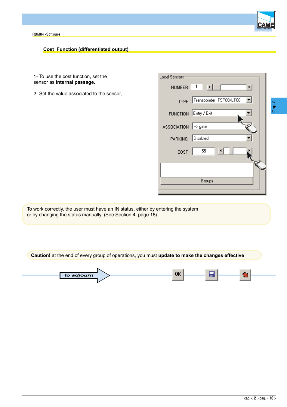 Software - system configuration | CAME Rbm84 User Manual | Page 25 / 81