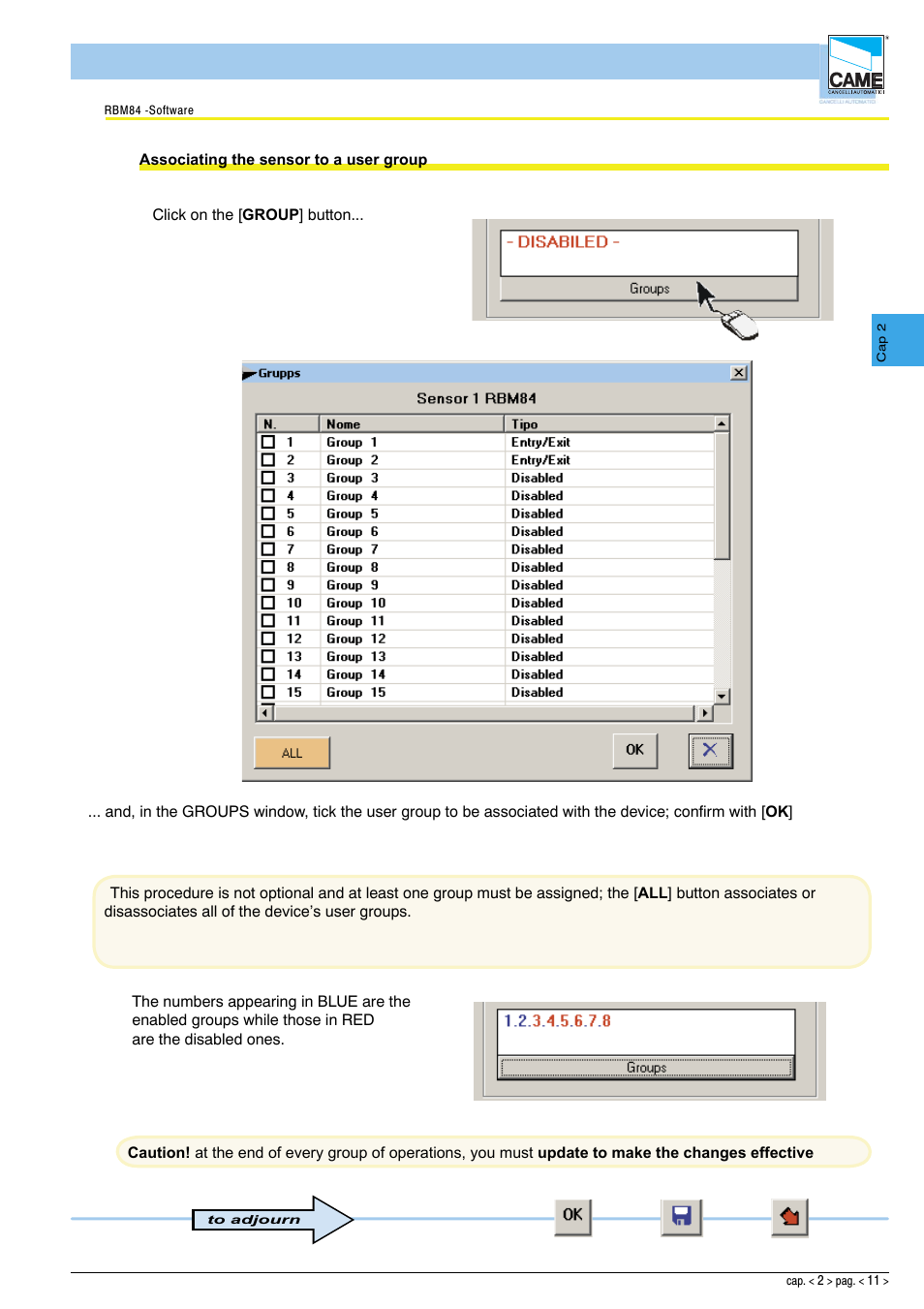 Software - system configuration | CAME Rbm84 User Manual | Page 26 / 81