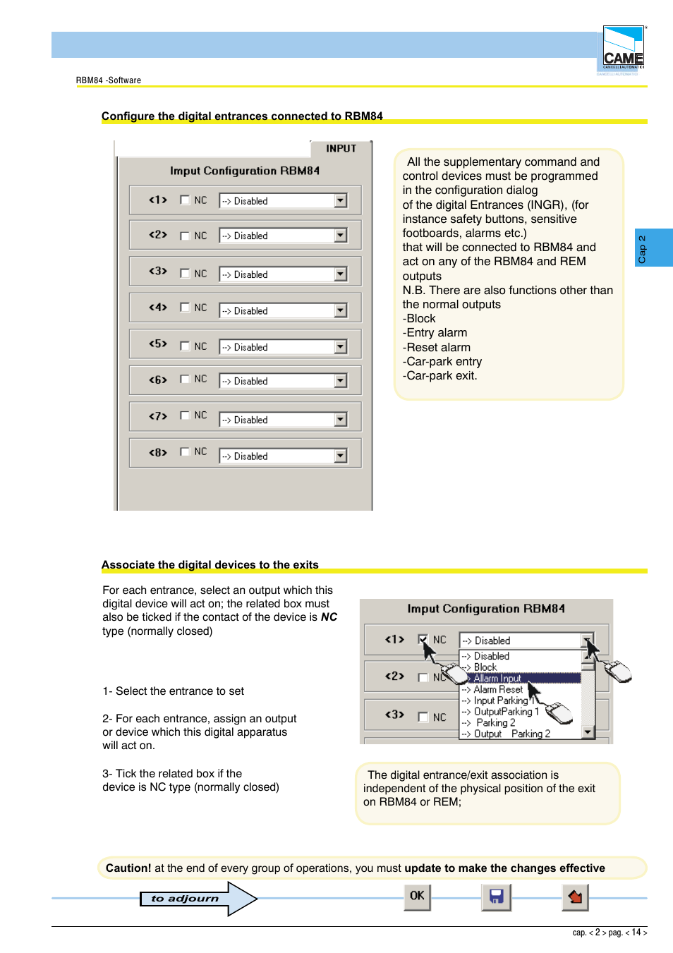 Software - system configuration | CAME Rbm84 User Manual | Page 29 / 81