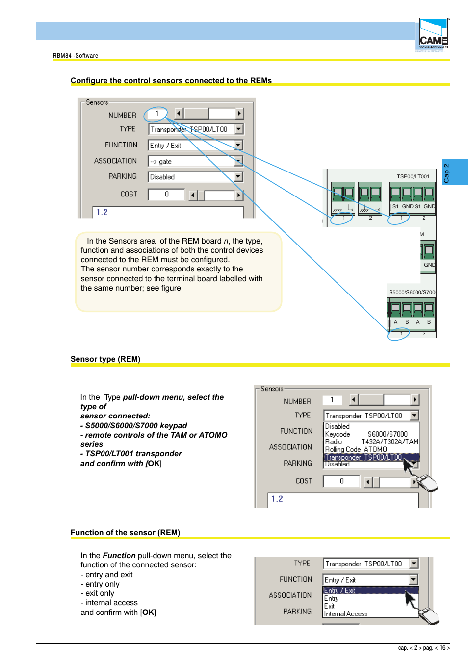 Software - system configuration | CAME Rbm84 User Manual | Page 31 / 81