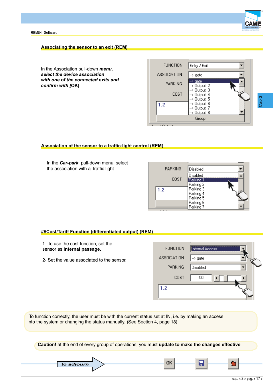 Software - system configuration | CAME Rbm84 User Manual | Page 32 / 81