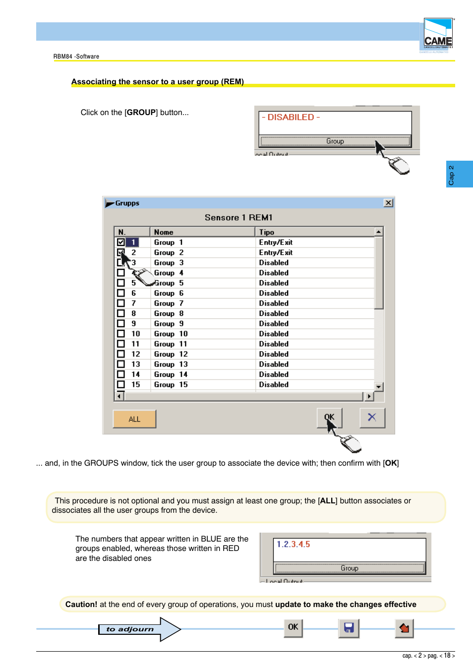 Software - system configuration | CAME Rbm84 User Manual | Page 33 / 81