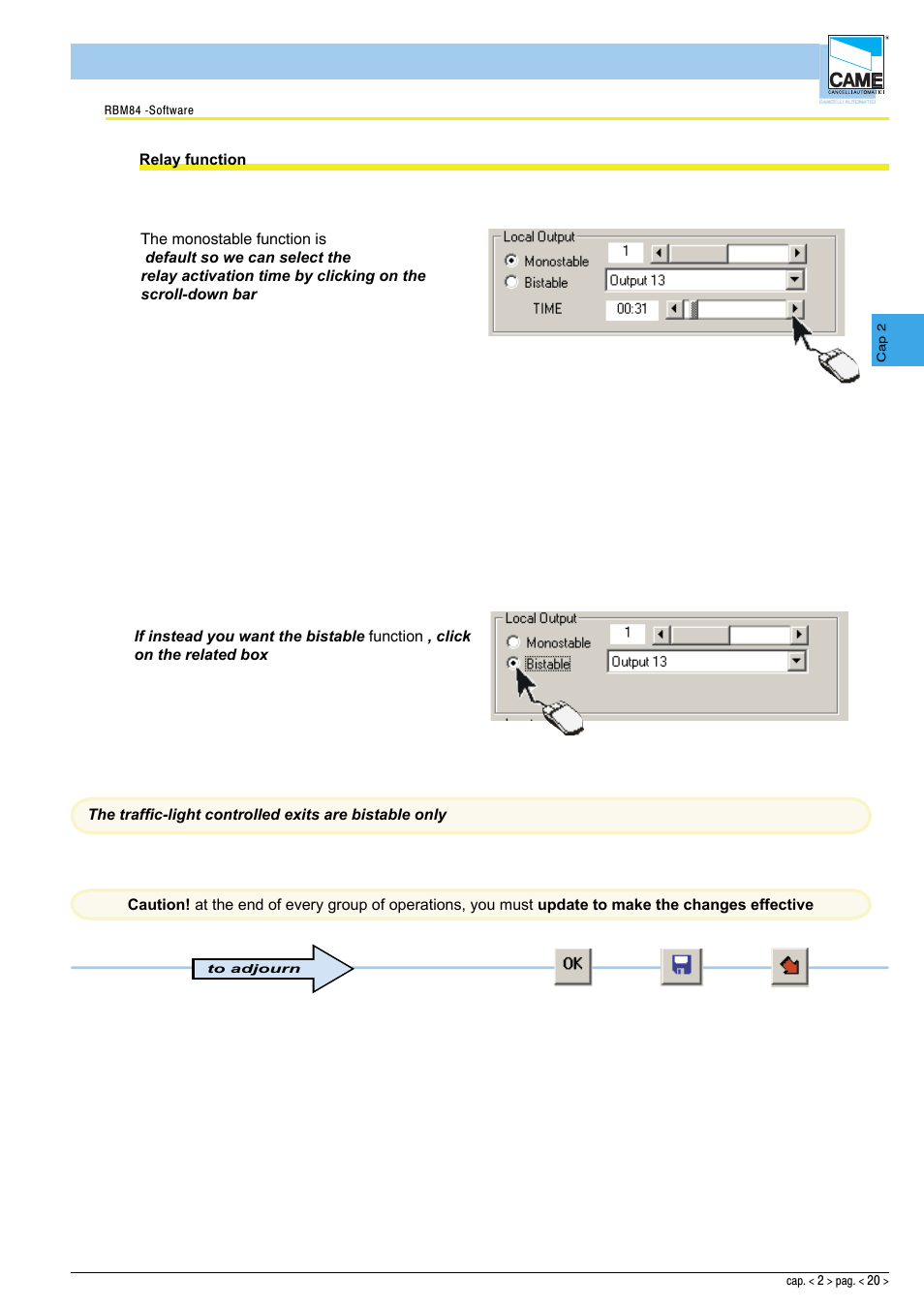 Software - system configuration | CAME Rbm84 User Manual | Page 35 / 81