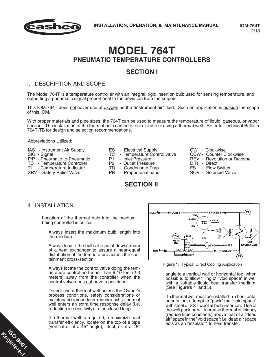 Cashco 764T Temperature Controller User Manual | 16 pages