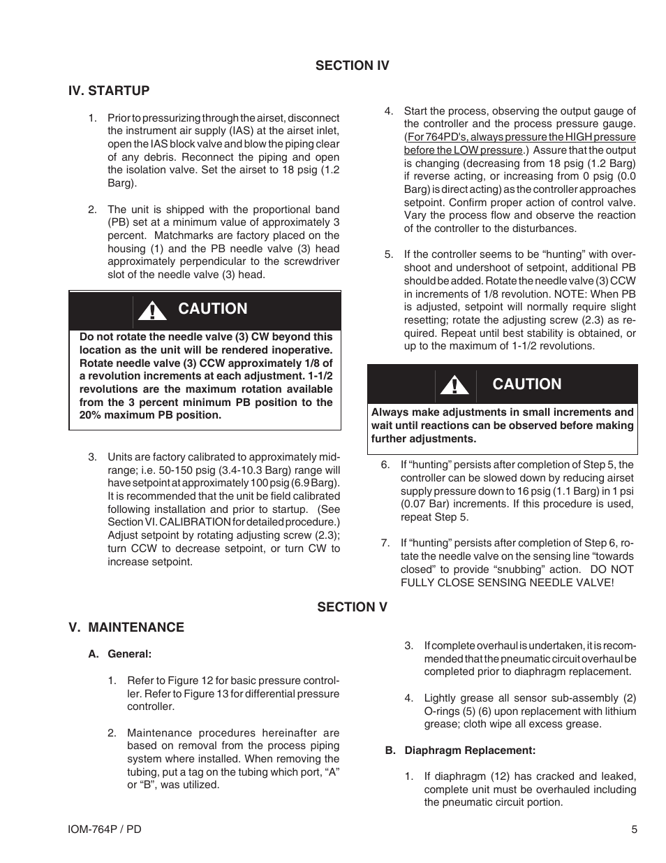 Caution | Cashco 764PD Pressure Controller User Manual | Page 5 / 12
