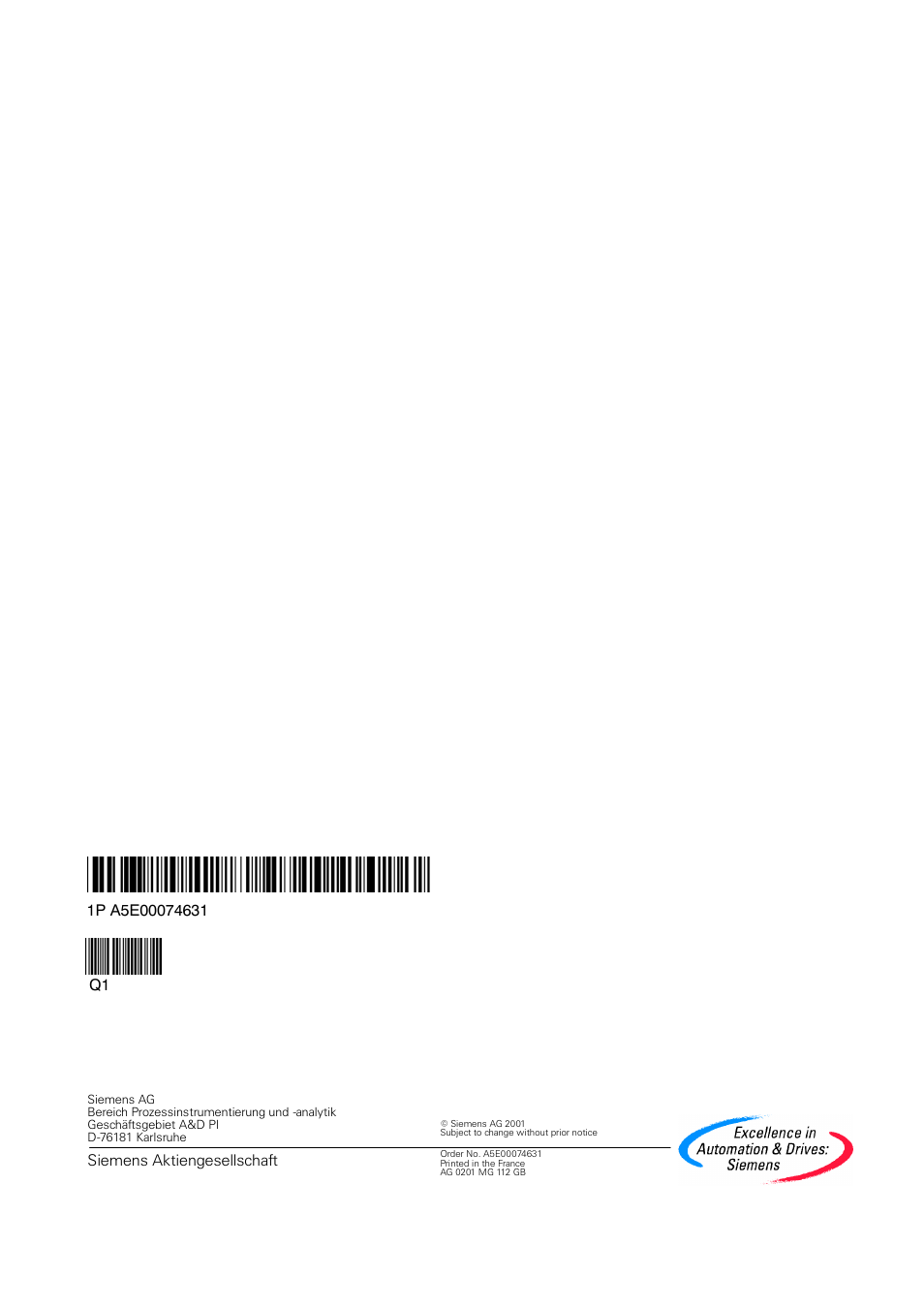 Siemens aktiengesellschaft | Cashco Siemens PS2 I/P User Manual | Page 112 / 112