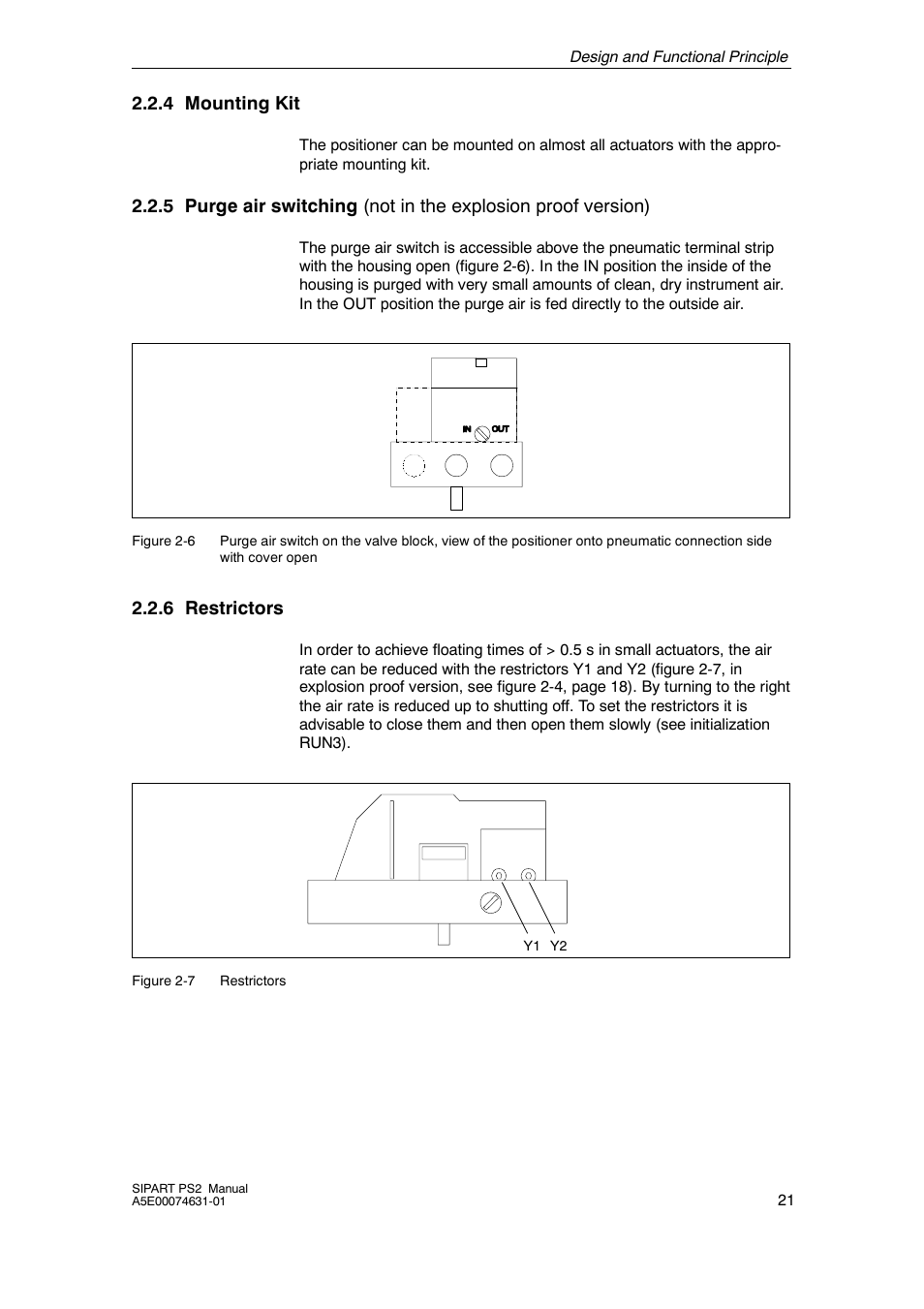 4 mounting kit, 5 purge air switching, 6 restrictors | Mounting kit, Restrictors | Cashco Siemens PS2 I/P User Manual | Page 21 / 112