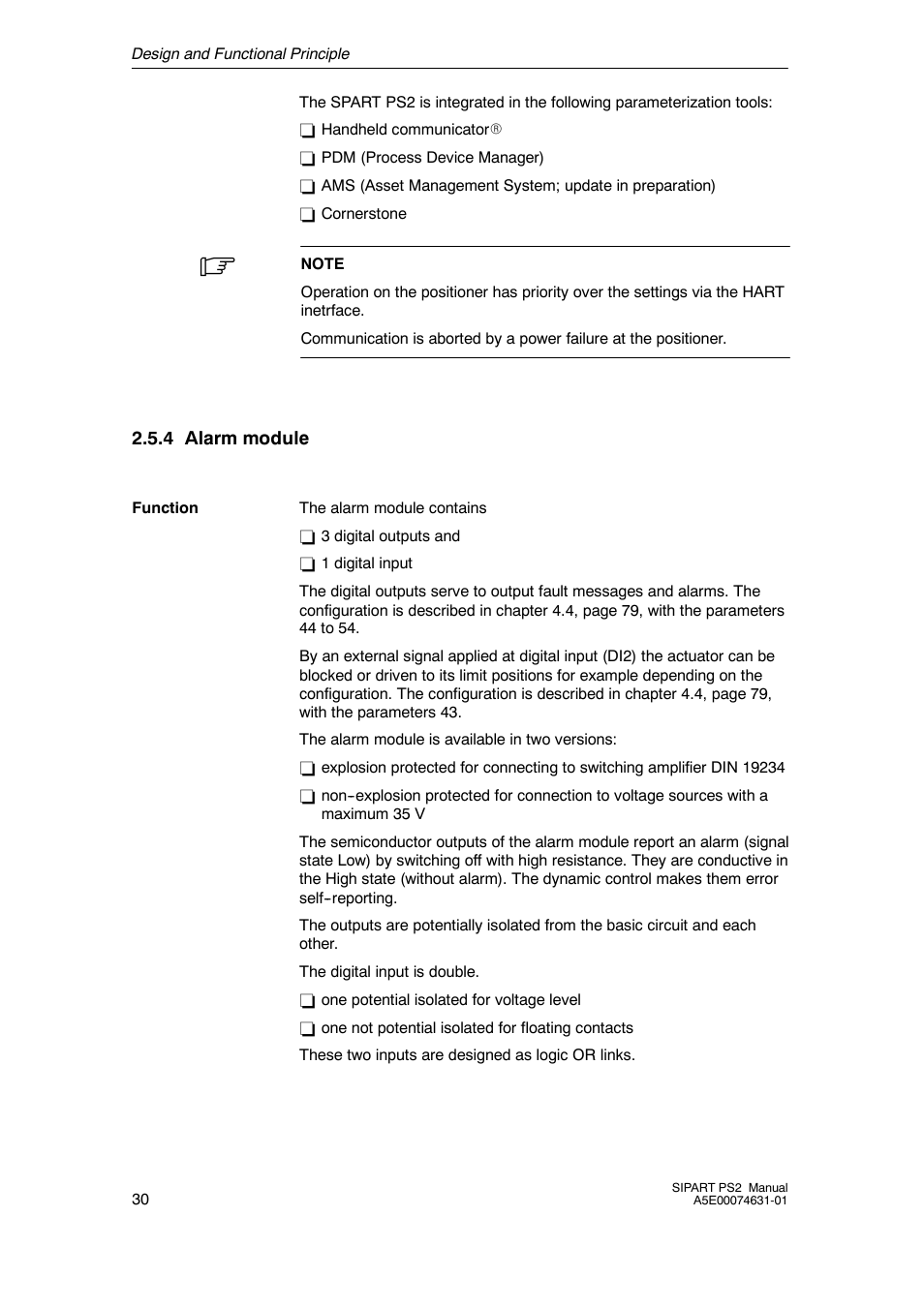 4 alarm module, Alarm module | Cashco Siemens PS2 I/P User Manual | Page 30 / 112