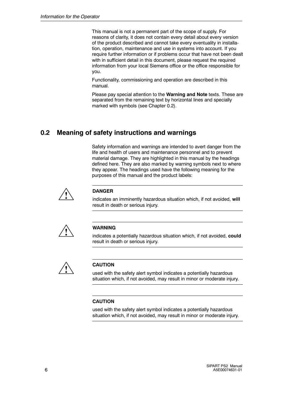 2 meaning of safety instructions and warnings, General information, Meaning of safety instructions and warnings | Cashco Siemens PS2 I/P User Manual | Page 6 / 112