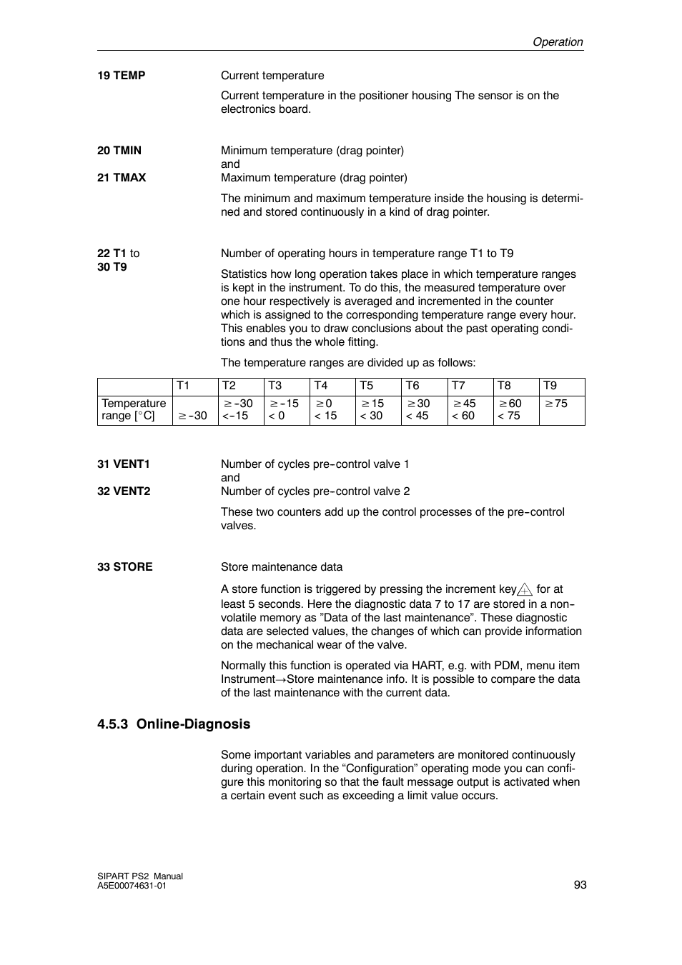 3 online-diagnosis, Online-diagnosis | Cashco Siemens PS2 I/P User Manual | Page 93 / 112