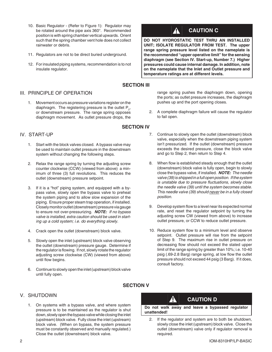 Caution c, Caution d | Cashco 8310LP User Manual | Page 2 / 8