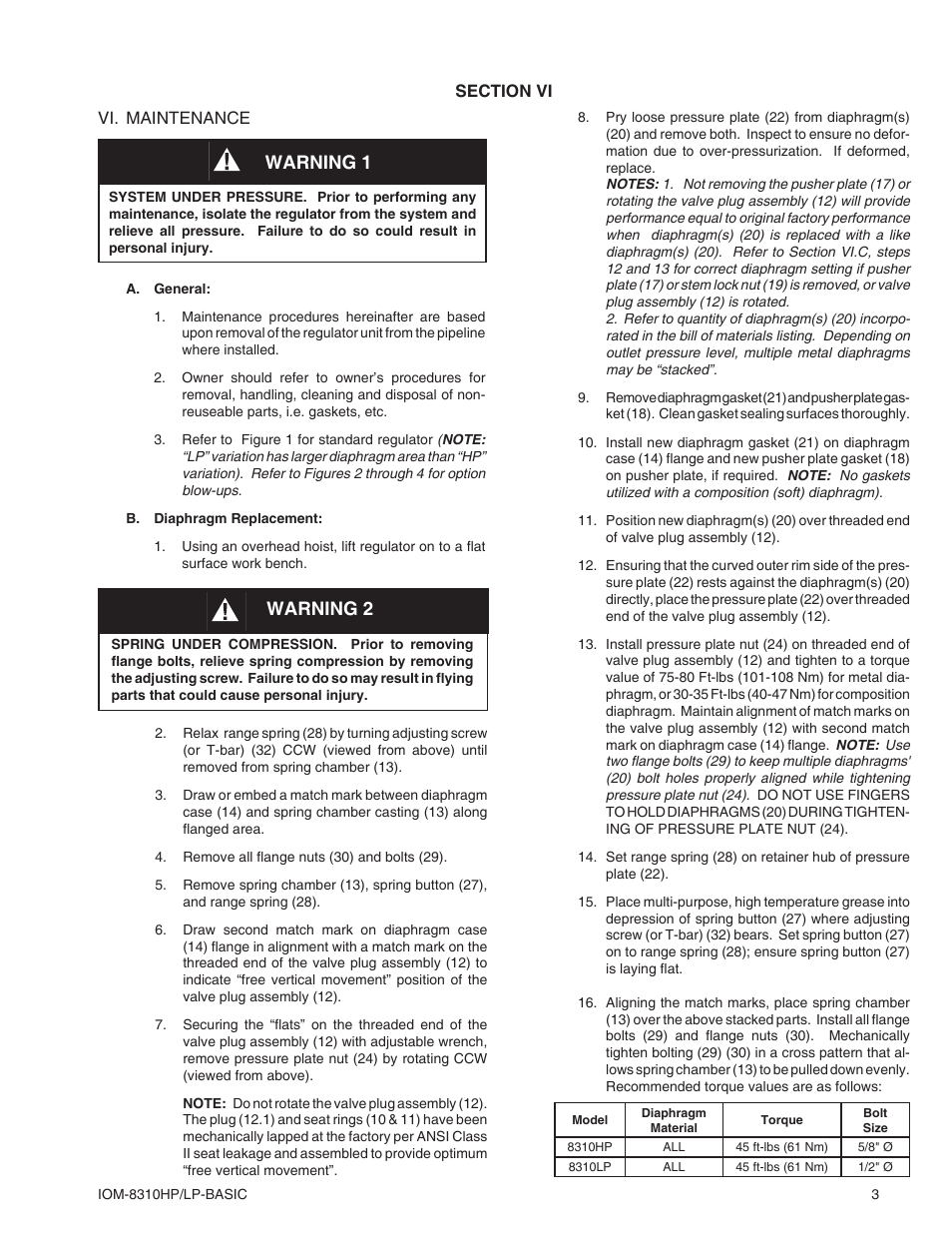 Warning 2, Warning 1 | Cashco 8310LP User Manual | Page 3 / 8
