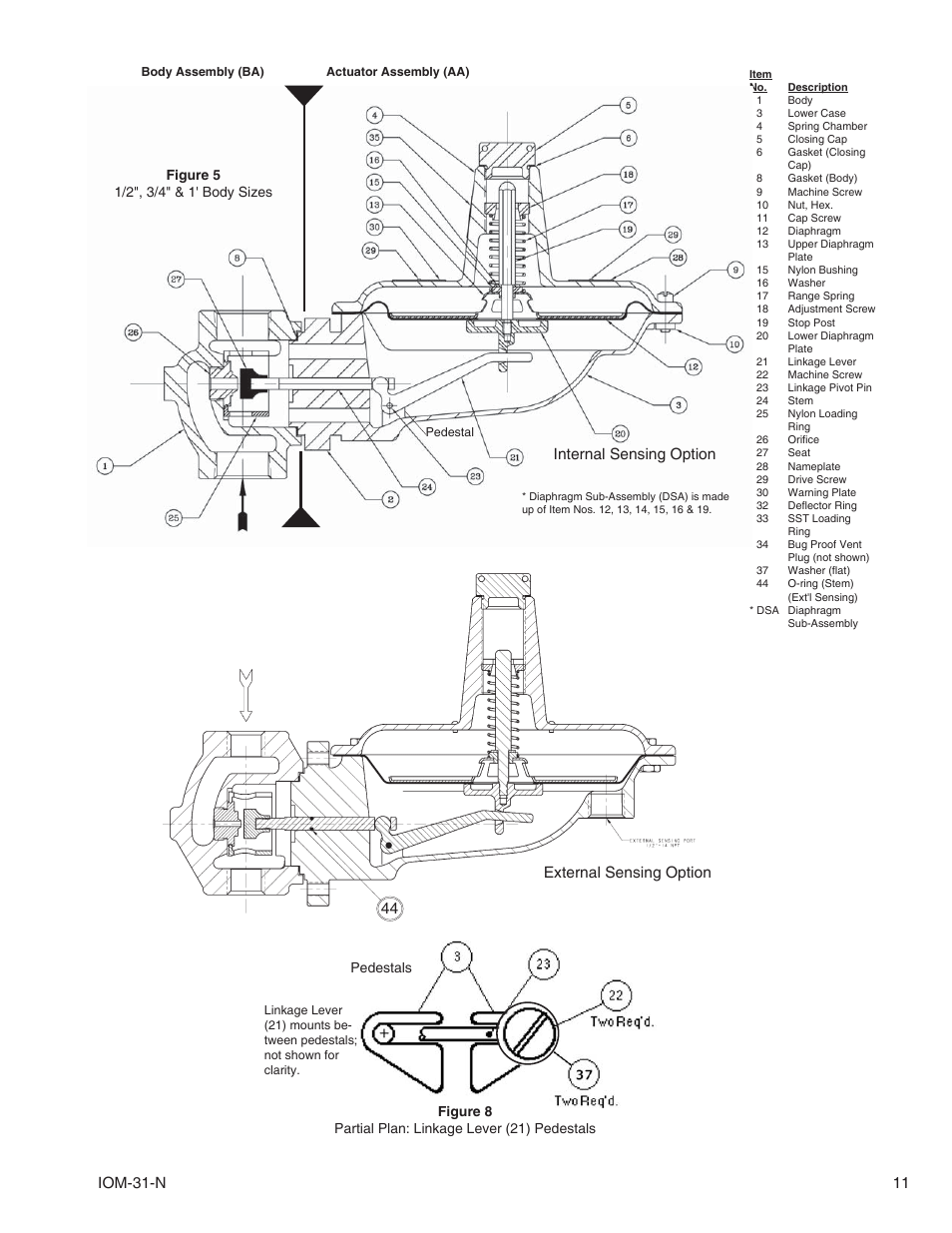 Iom-31-n 11, External sensing option internal sensing option 44 | Cashco 31-N User Manual | Page 11 / 12