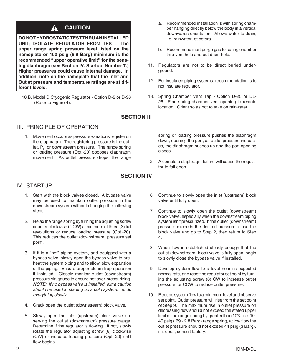 Caution | Cashco DL User Manual | Page 2 / 8