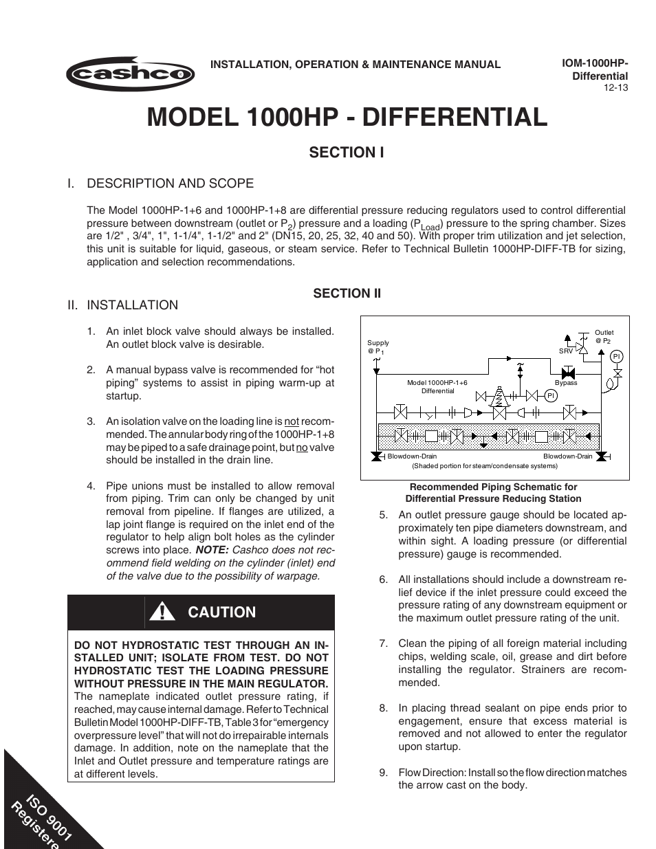 Cashco 1000 HP Differential User Manual | 16 pages